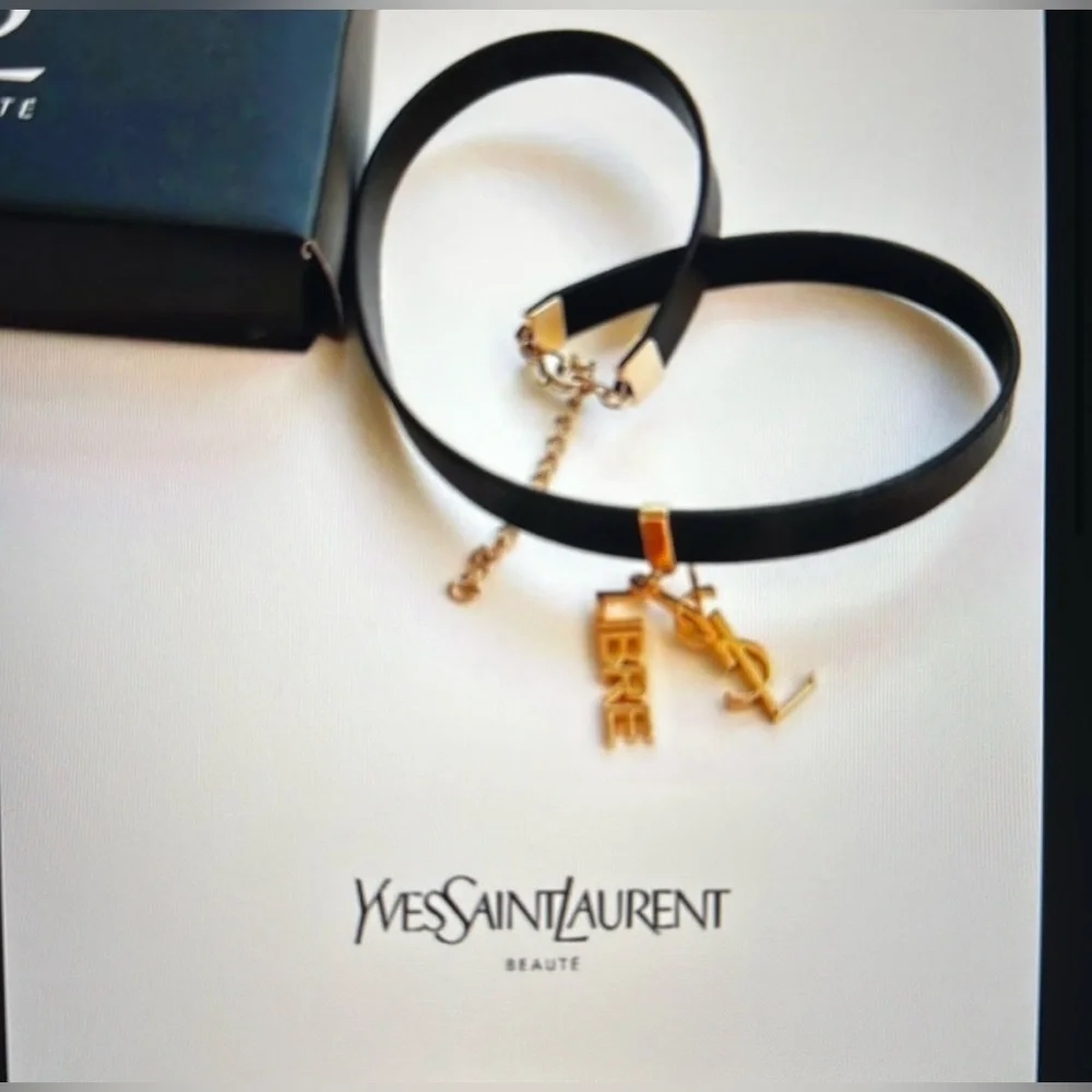 NEW in Box Yves Saint Laurent VIP Black and Gold Women's Vegan Leather Bracelet - Picture 2 of 9